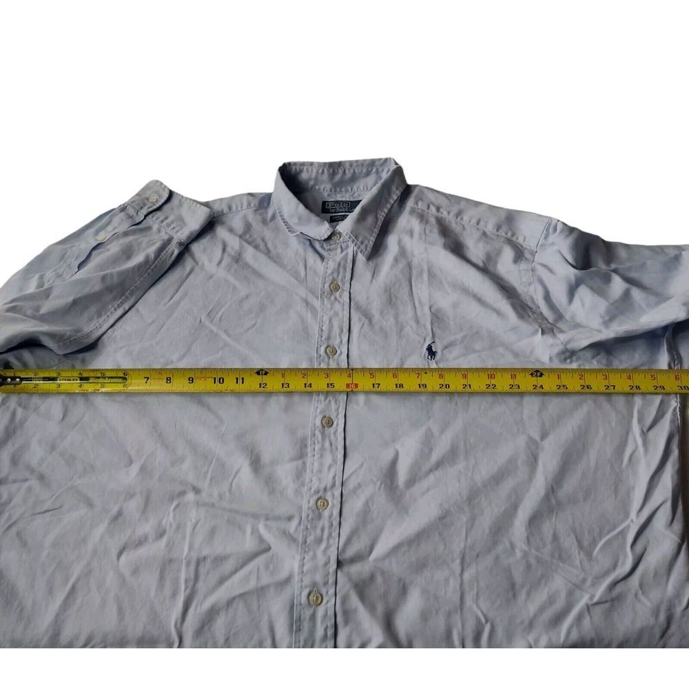 Polo Ralph Lauren Shirt Men XXL Blue Button up L/Sleeve Lowell Sport Herringbone - Picture 2 of 6